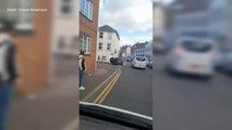 Shocking footage shows moment man hit over the head in Folkestone street attack.