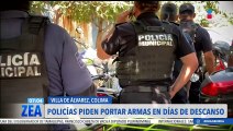 Policías de Villa de Álvarez, Colima, piden portar armas en días de descanso