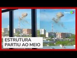 Torre de TV é destruída em ataque aéreo russo na Ucrânia