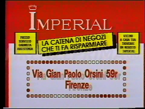 Sequenza spot catena di negozi Imperial - Firenze. Testimonial Piero Barbetti. 1990