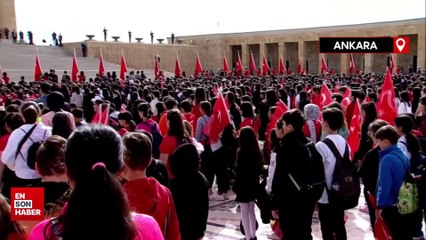 Devlet erkanı Anıtkabir'deki 23 Nisan töreninde
