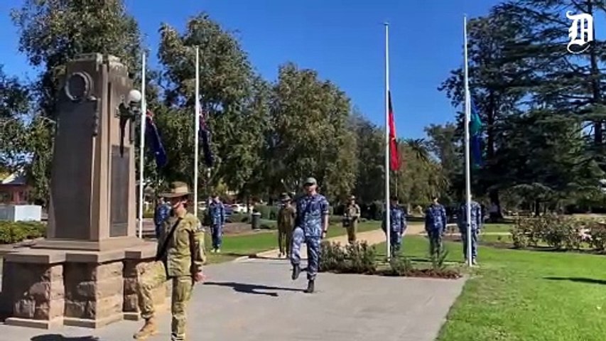 Wagga's Anzac Day service Catafalque Party rehearses in the Victory Memorial Gardens on April 23 ahead of commemorations on April 25.