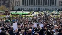 Massive crowd gathers as Columbia University faculty walk out after arrests of pro-Palestinian protesters