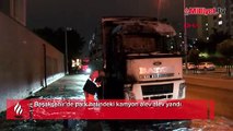 Başakşehir’de park halindeki kamyon alev alev yandı