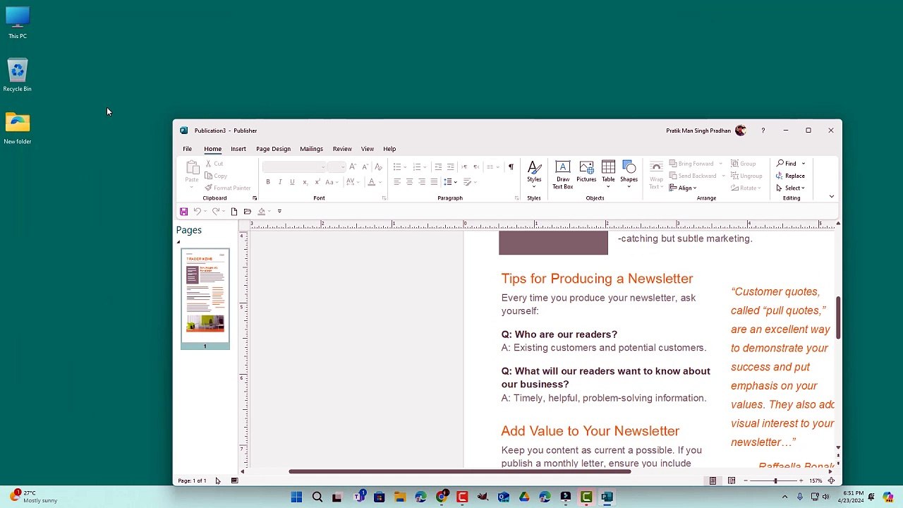 Microsoft Publisher Section 61 Publishing HTML File