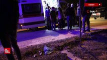 Hatay'da virajı alamayan otomobil istinat duvarından uçtu