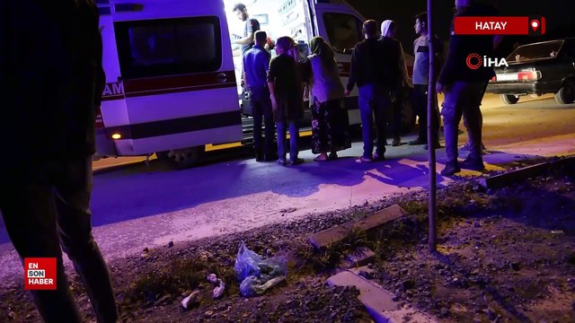Hatay'da virajı alamayan otomobil istinat duvarından uçtu