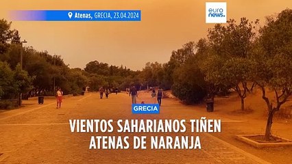 Atenas teñida de naranja por una nube de polvo sahariano