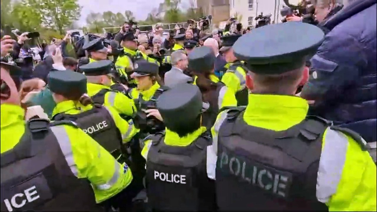 Sir Jeffrey Donaldson Leaves Newry Court after facing charges
