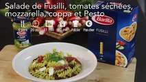 Salade de fusilli, tomates séchées, mozzarella, coppa et pesto - Italie : CuisineAZ