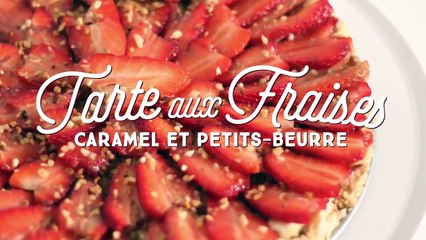 Tarte aux fraises, petits-beurre et caramel