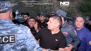 WATCH: Police in Armenia push protesters off road