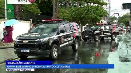 Viatura bate em muro de hospital e motociclista morre