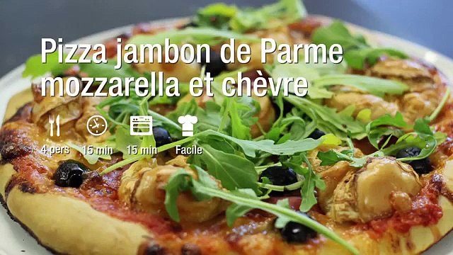 Recette de la pizza jambon de Parme, mozzarella et chèvre