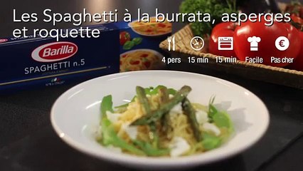 Les Spaghetti à la burrata, asperges et roquette - Italie : CuisineAZ