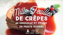 Mille-feuille de crêpes au chocolat et coulis de fruits rouges - CuisineAZ