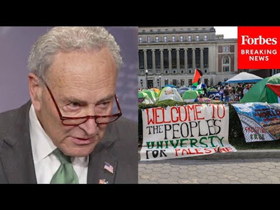 Schumer Asked About Anti-Israel Protesters Demonstrating At Columbia And Outside His Home