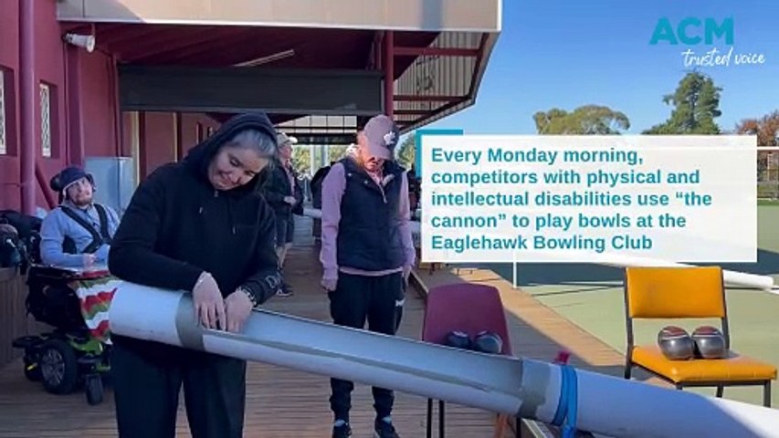 The Eaglehawk Bowling Club has created 'the cannon' so players with limited mobility can play bowls without reaching down to the green