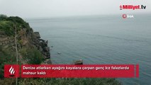 Antalya'da genç kız falezlerde mahsur kaldı
