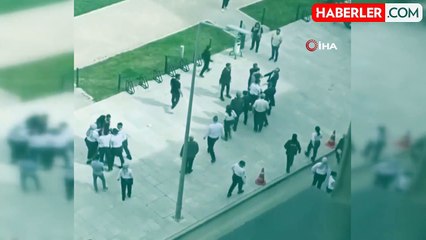 Hastane bahçesinde aileler arasında kavga çıktı