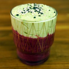 Verrine betterave rouge et avocat carré