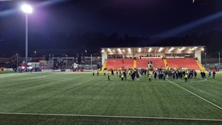 Shamrock Rovers fans gather in centre circle after crowd trouble