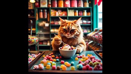Cat Destroys His Teeth by Eating Candies...
