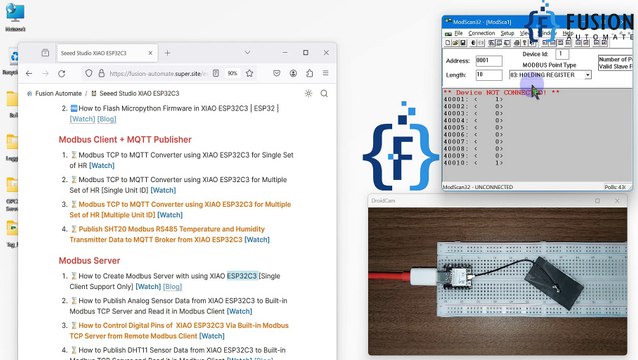 How to Create Modbus TCP/IP Server or Device using Seeed Studio XIAO ESP32C3 | IoT | IIoT |