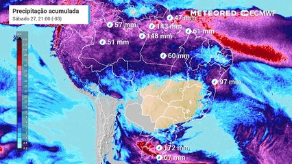 Frente fria chega ao Sul do Brasil no final da semana, há risco de tempo severo e alto volume de precipitação!
