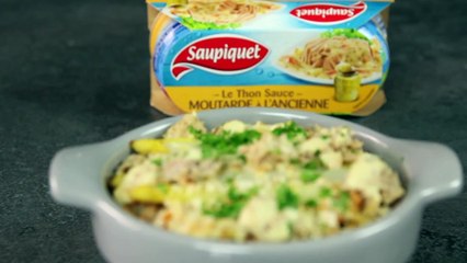Cassolette de patates douces, asperges et thon a` la moutarde