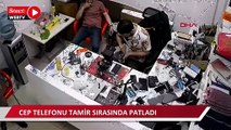 Cep telefonu tamir sırasında patladı