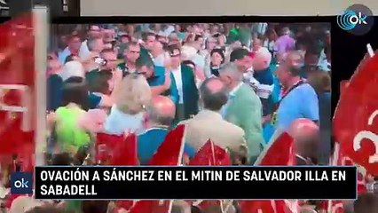 Ovación a Sánchez en el mitin de Salvador Illa en Sabadell