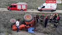 Şarampole devrilen traktörün altında kalan sürücü hayatını kaybetti