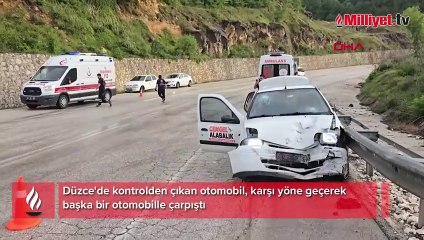 Kontrolden çıkan otomobil karşı yönden gelen araca çarptı o anlar kamerada