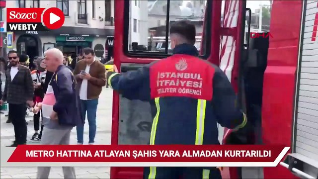 Taksim metrosunda raylara atladı, yara almadan kurtarıldı