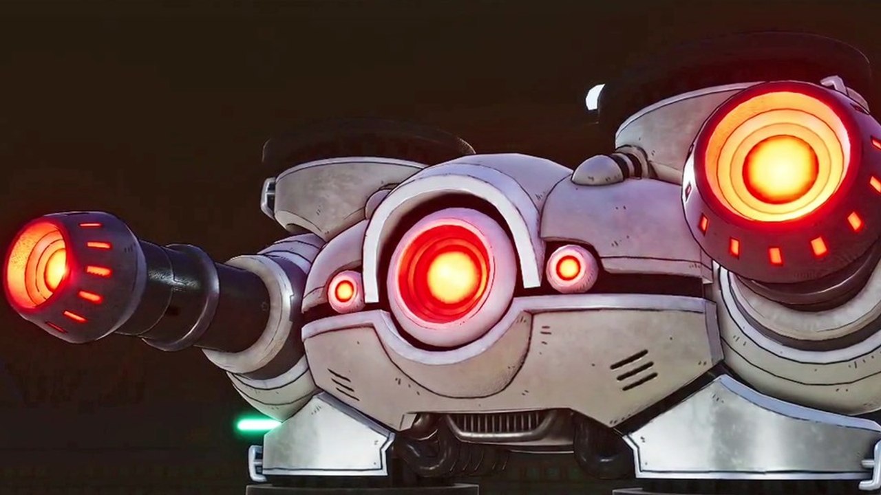 Mit unserem panzer nehmen wir in sand land einen bossgegner ins visier