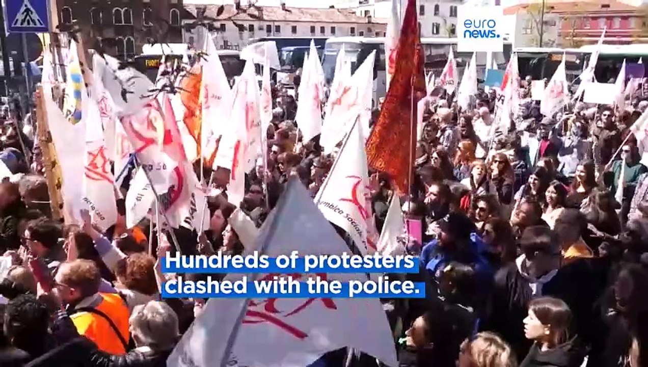 'No to tickets, yes to services and housing': Venetians protest €5 tourist entry fee