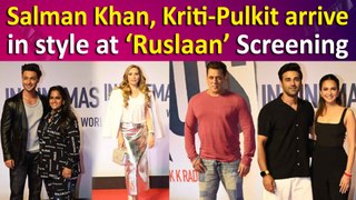 Ruslaan Screening: Salman Khan enters with swag, Kriti-Pulkit arrive in style