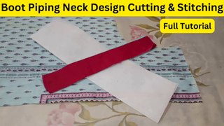 New Latest Fabric Patti Neck Design with piping || V Patti Kurti Neck Design Cutting & Stitching ||