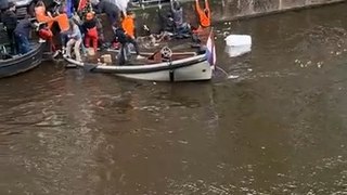 People Rescued from Sinking Boat in Amsterdam