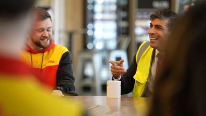 Sunak jokes he has ‘seen enough Snickers bars for a while’ during warehouse visit
