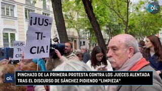 Pinchazo de la primera protesta contra los jueces alentada tras el discurso de Sánchez pidiendo 