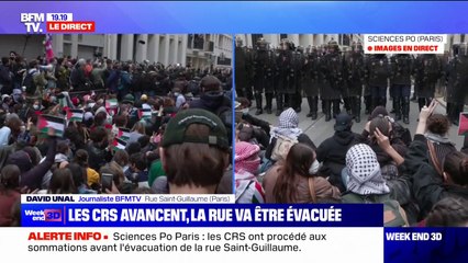 Download Video: Blocage à Sciences Po: les CRS ont procédé aux sommations avant l'évacuation de la rue Saint-Guillaume