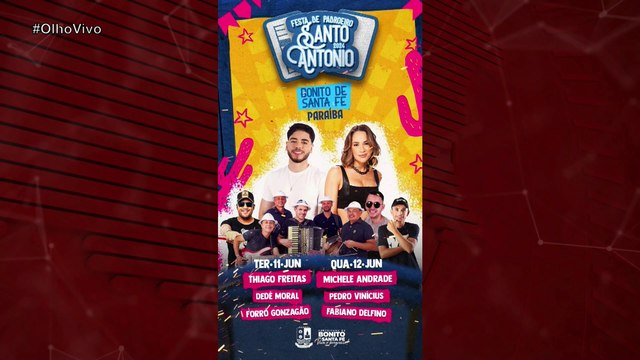 Ceninha anuncia Michele Andrade e outras atrações para a Festa de Santo Antônio de Bonito