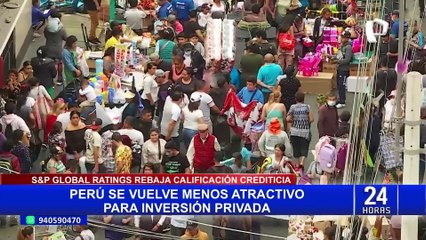 Calificación crediticia del Perú cae a “BBB-” por "incertidumbre política"
