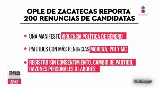 INE investigará renuncia de 200 mujeres a sus candidaturas en Zacatecas