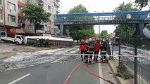 Akaryakıt yüklü tanker devrildi! Yol kapatıldı, evler boşaltıldı