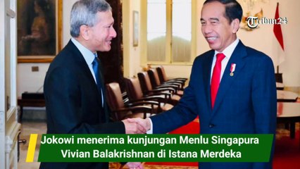 Jokowi menerima kunjungan Menlu Singapura Vivian Balakrishnan di Istana Merdeka