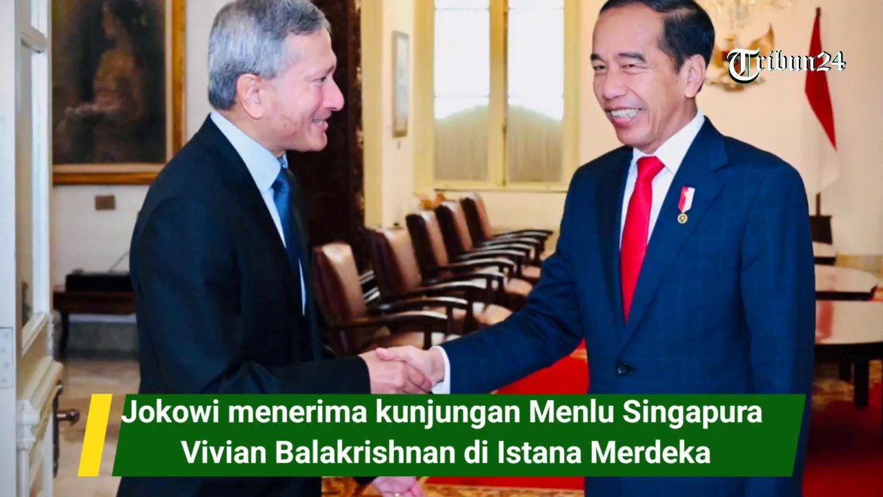 Jokowi menerima kunjungan Menlu Singapura Vivian Balakrishnan di Istana Merdeka