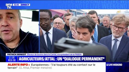 Annonces de Gabriel Attal sur l'agriculture: "Le mouvement n'est absolument pas terminé", déclare Patrick Benezit, vice-président de la FNSEA